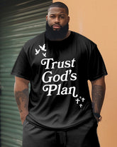 Men's Plus Size God's Plan Short Sleeve T-shirt and Shorts Set
